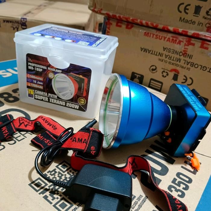 senter kepala 200 watt mitsuyama ms 180 cahaya putih