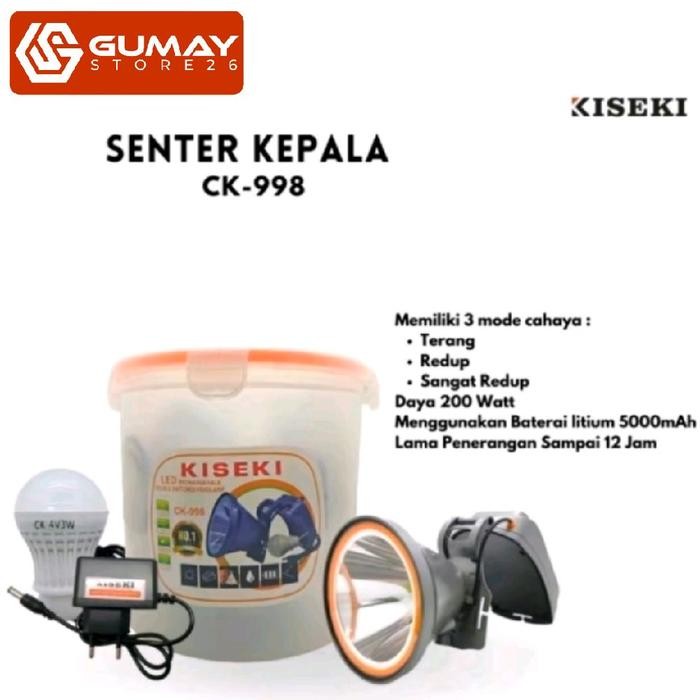 Kiseki CK - 998 Senter Kepala LED 200W Super Terang / Headlamp Outdoor 200watt