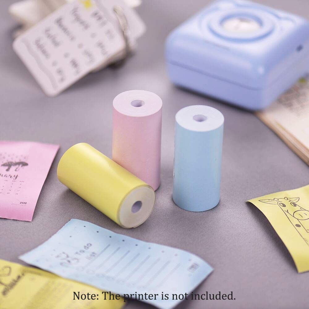 Thermal Paper Label Paper Adhesive Sticker Photo Paper Roll Blue Pink Yellow for Peripage Poooli Pap