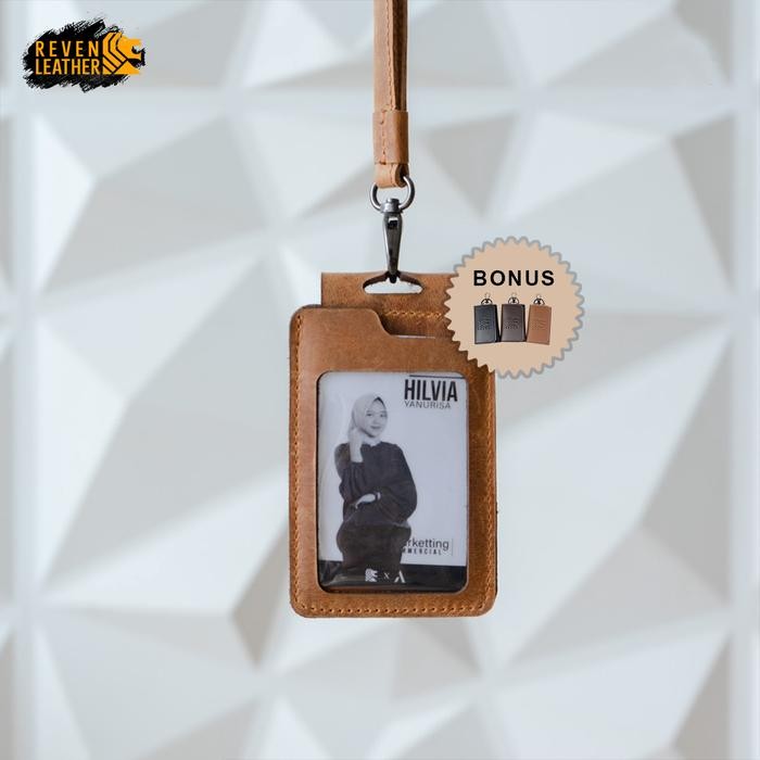 

Reven Leather Id Card Name Tag Kulit Sapi Asli Berly Lanyard Terlaris