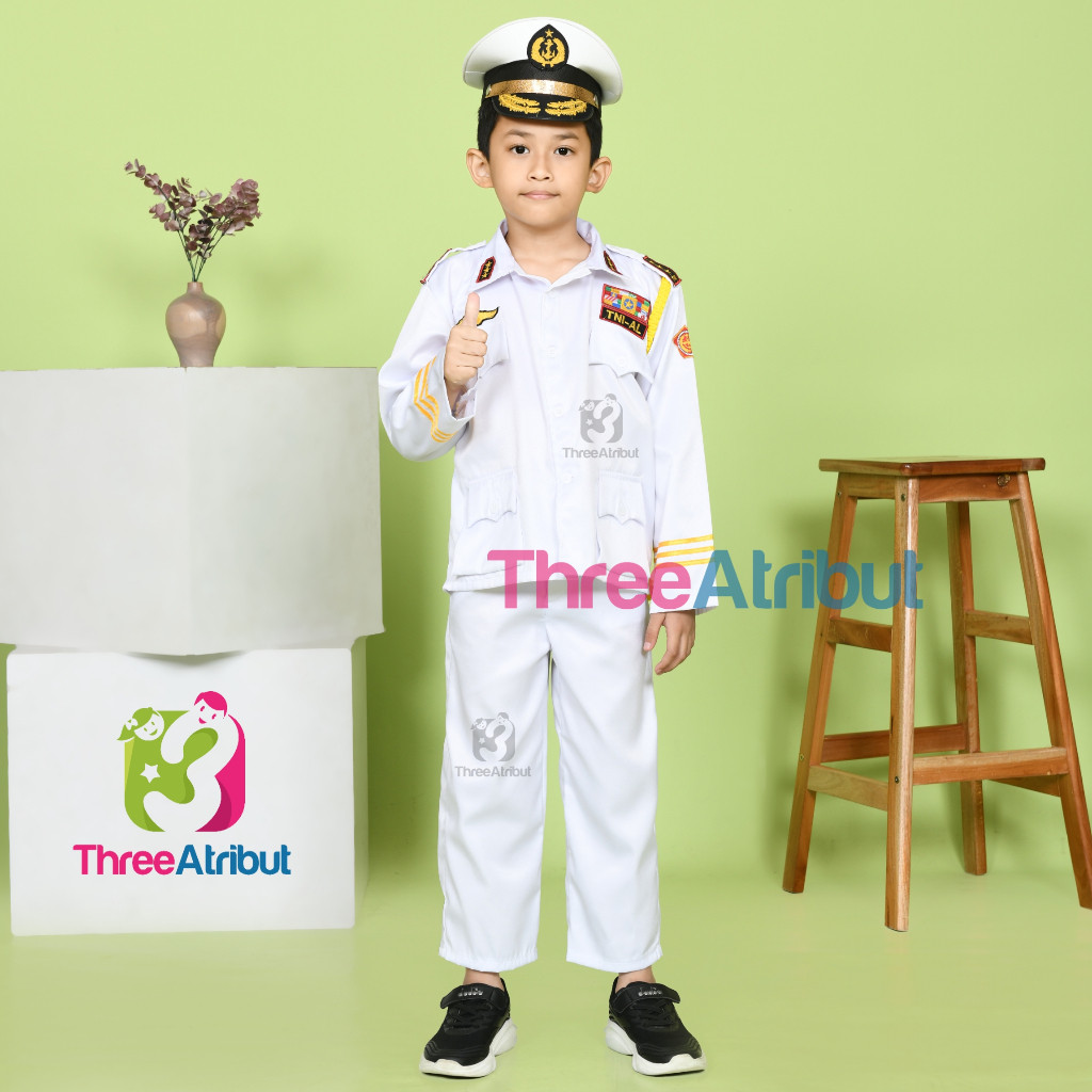 RB223 Baju PDU TNI AL Anak Laki Laki Perempuan Seragam Profesi Anak Kostum Karnaval Premium