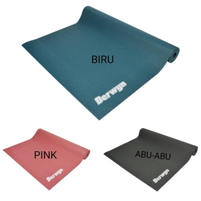 Matras Yoga BERWYN Single Layer Pvc Anti Slip Kualitas Lembut Original