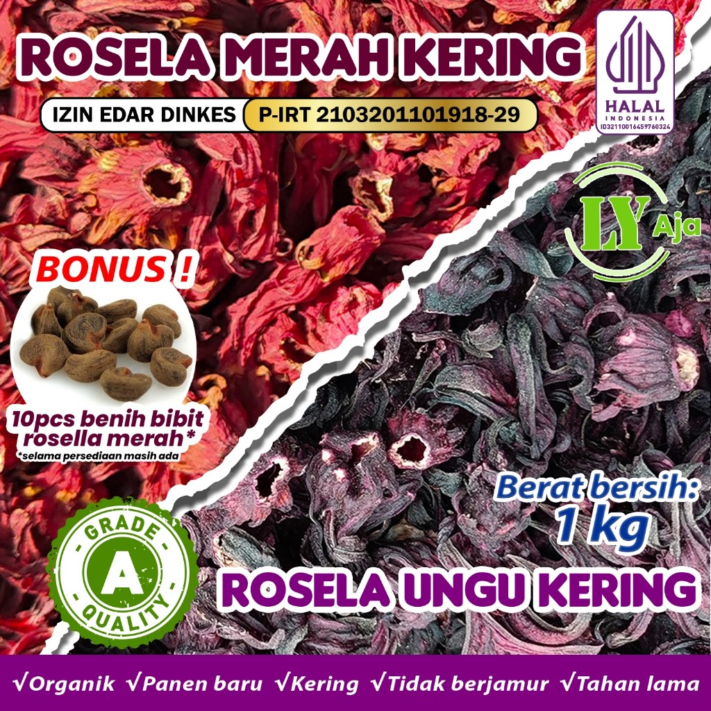 

Teh Bunga Rosella Merah Rosela Ungu 1 Kg 1Kg LY Aja Kering Grade A