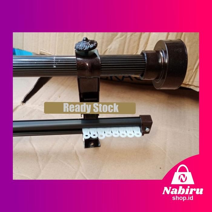 Batang Besi Tiang Gorden 3m 4m Double Full set Lengkap Rell Vitrase Ukuran 3 Meter 4 Meter