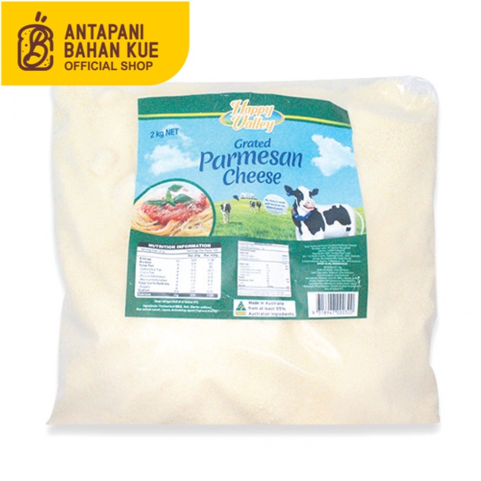 

Happy Valley Parmesan Cheese Grated /Keju Parmesan Bubuk 100gram