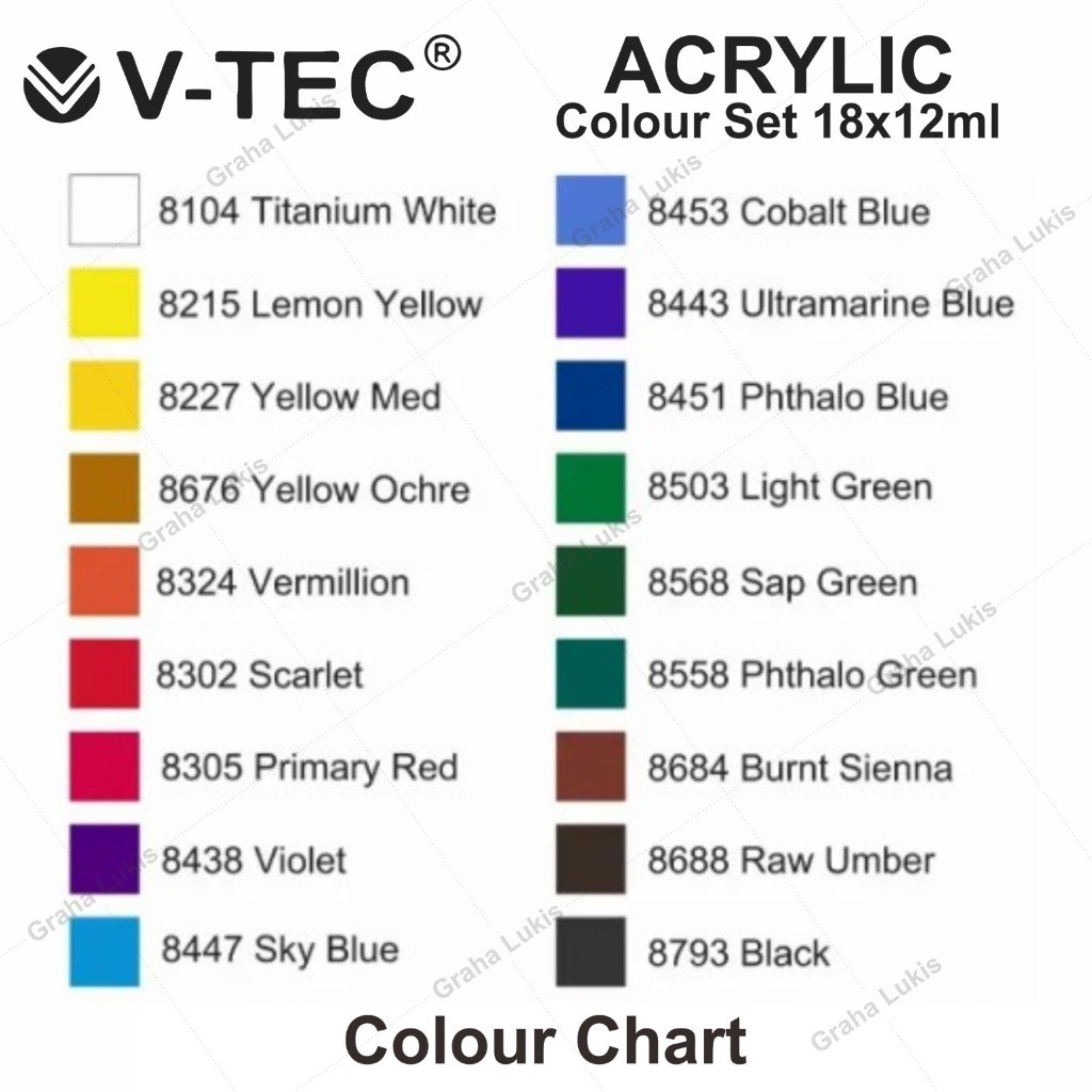 

V-Tec Acrylic Color Set 18x12Ml / Cat Akrilik V-Tec 818-A