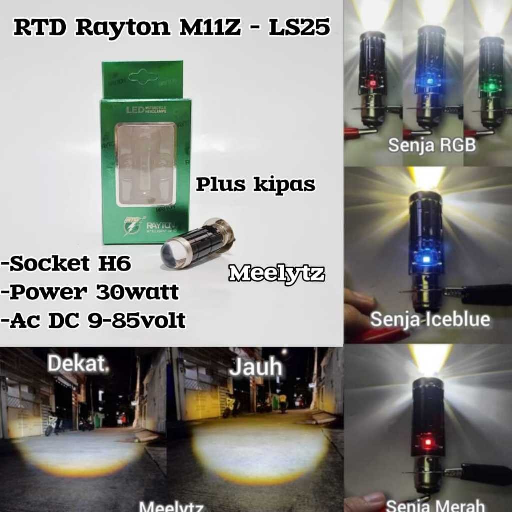 Premium Rtd M11Z - Lampu Utama H6 Rtd Rayton Plus Senja Rgb Jauh Dekat D3 Putih Kuning M11Z Ls10