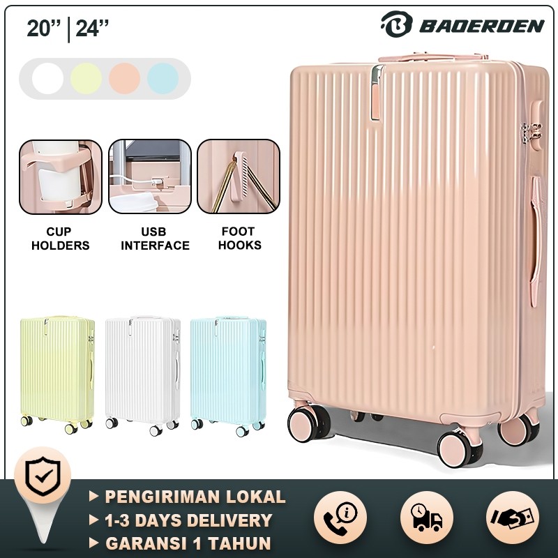 Koper Kabin Bagasi 20/24/26 Inch Koper Polo Koper Pria dan Wanita Tas Perjalanan Roda Empat dan