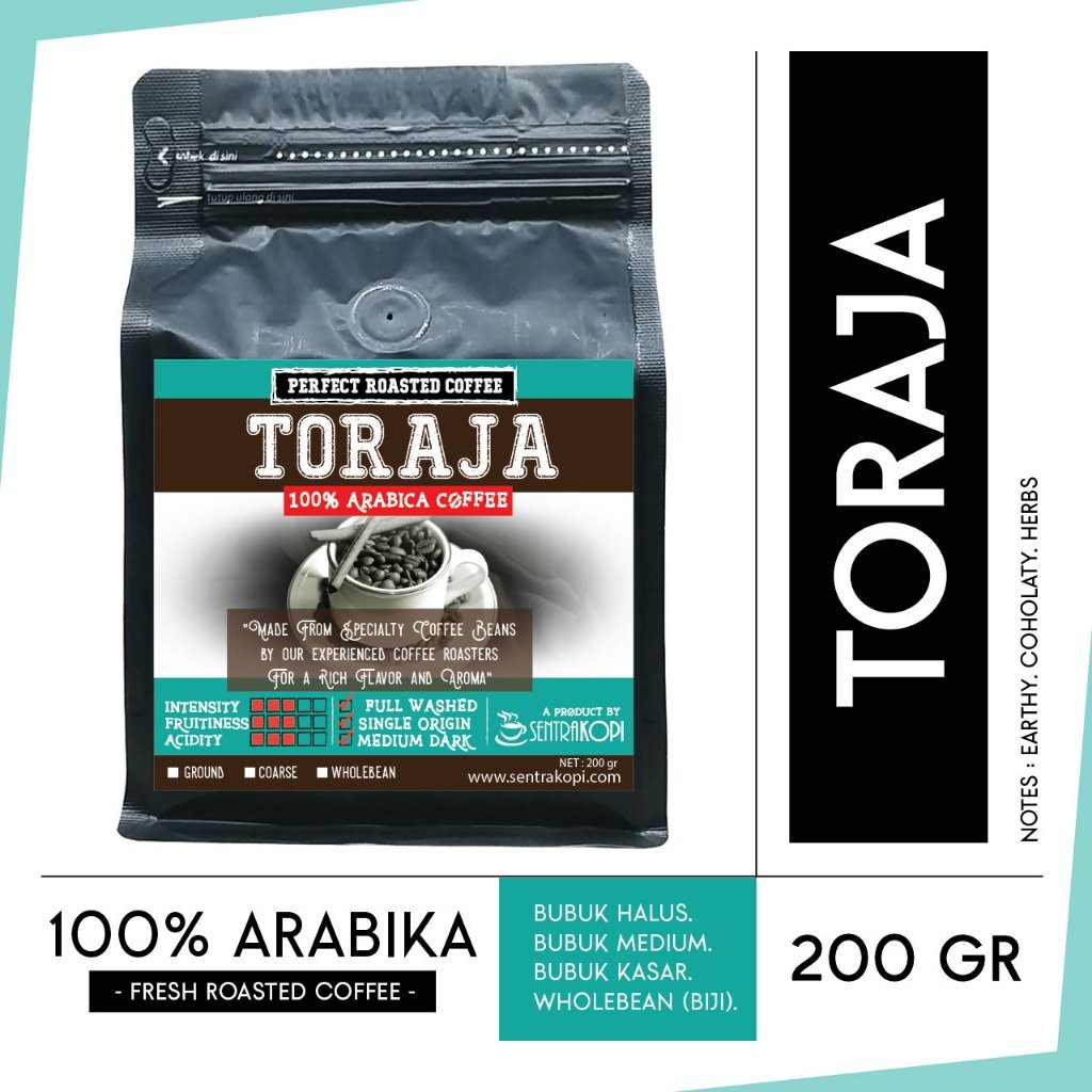 

Kopi Toraja Sapan Arabika 200 Gram - BUBUK / BIJI - Premium Arabica Coffee by Sentra Kopi 200gr