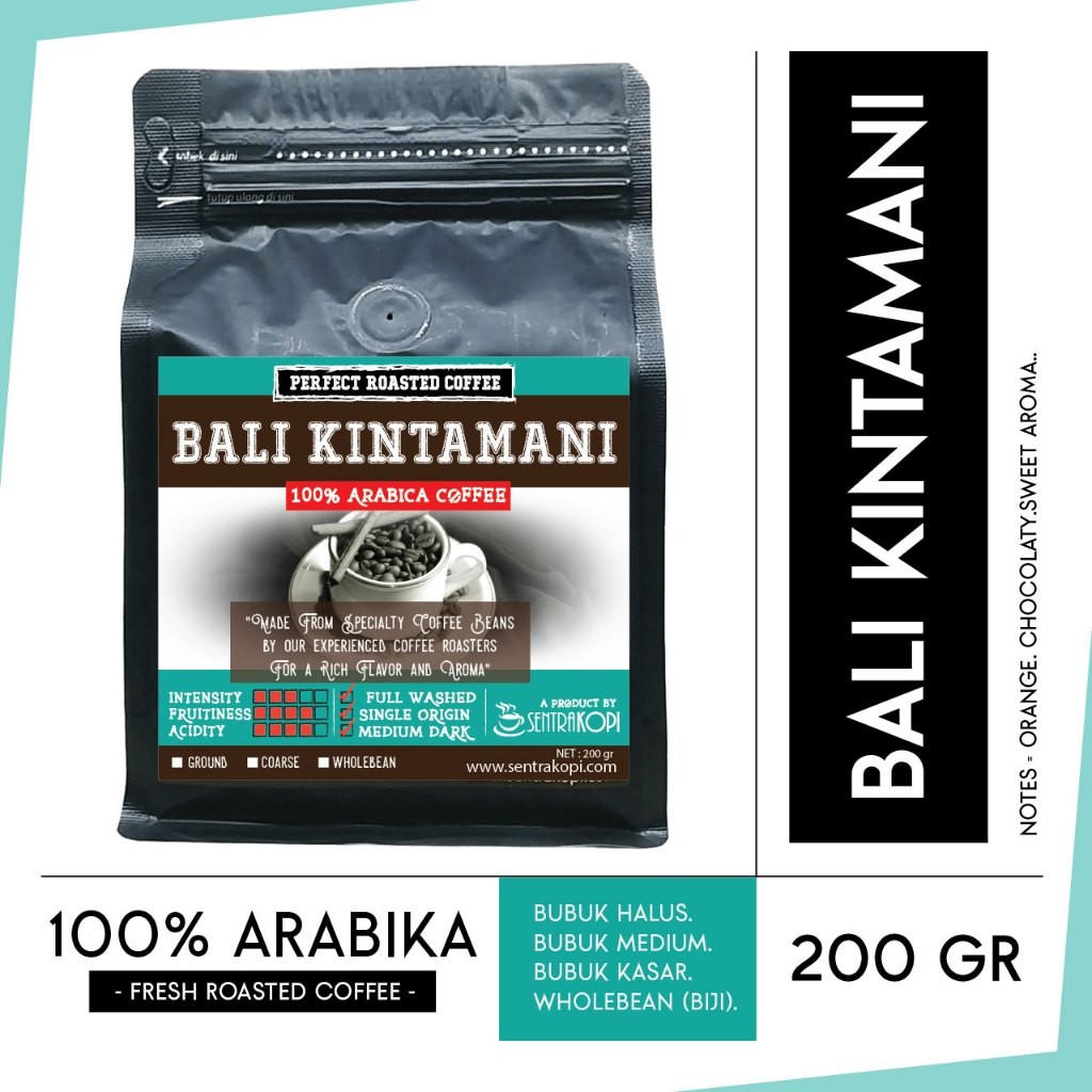

Kopi Bali Kintamani Arabica 200 Gram - BUBUK / BIJI Arabika - Premium Coffee by Sentra Kopi 200gr