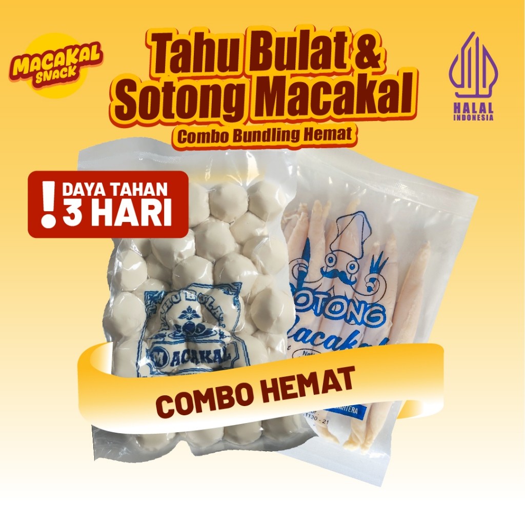 Macakal - Combo Tahu Bulat Mentah Isi 50 & Sotong Mentah Isi 20 I Goreng Dadakan di Rumah Lebih