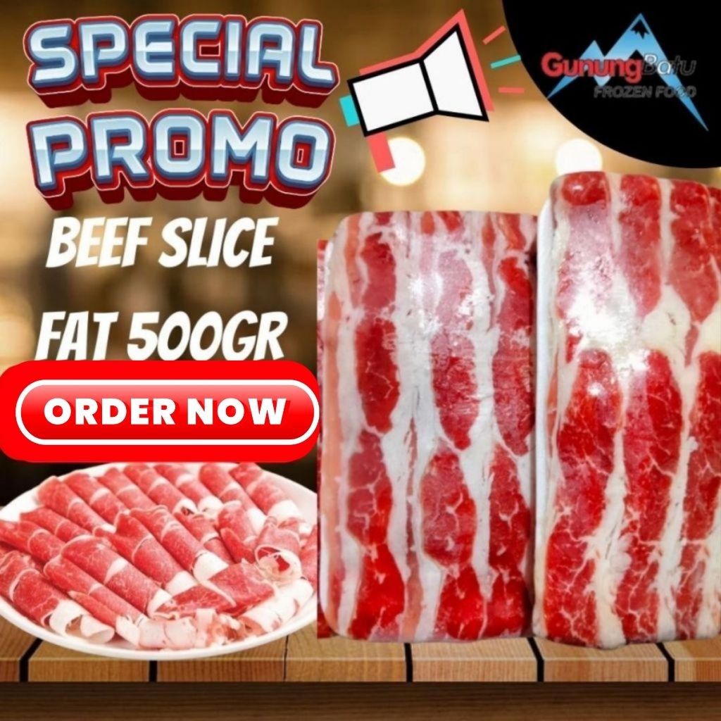 

TERLARIS!!! BEEF SLICE FAT 500GR COCOK UNTUK OLAHAN TERIYAKI / YAKINIKU/ DAGING GRILL (HALAL DAN