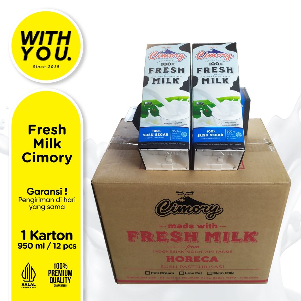 

Cimory Fresh Milk Susu Pasteurisasi Plain 1 Karton @12Pcs/950ml