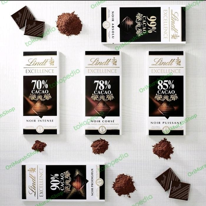 

Lindt Excellence Dark Chocolate Coklat Hitam Mint Orange Milk Sea Salt Cokelat 70% 78% 85% 90% 95%