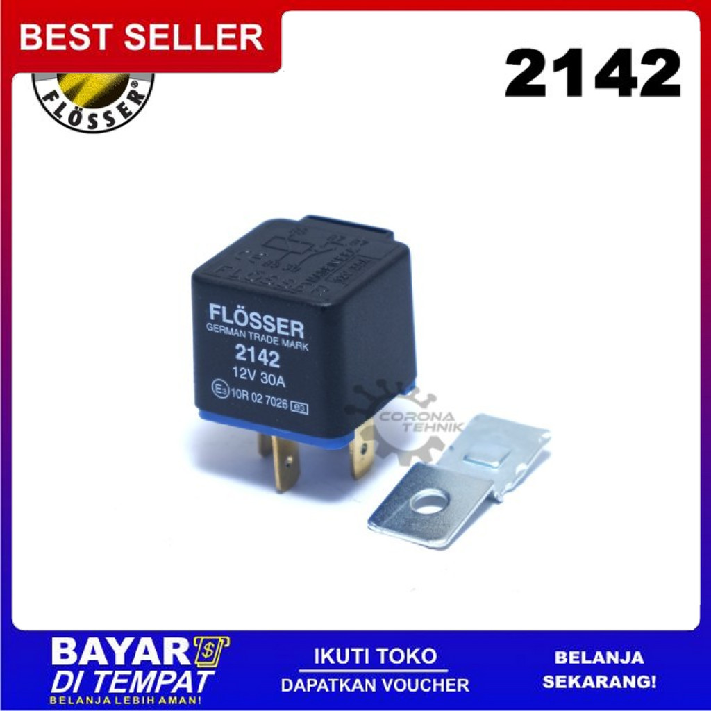 FREE ONGKIR NEW RELAY FLOSSER 2142 - 12 VOLT 30 AMPERE - 4 KAKI - EROPA BISA COD