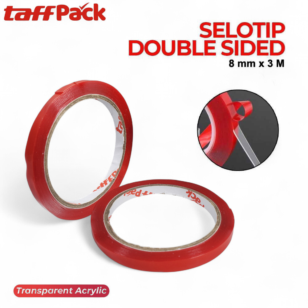 

Selotip Double Tape Transparent Acrylic 3M-Merah-8mm