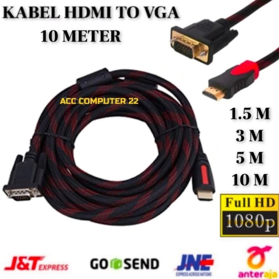 MD Kabel HDMI to VGA 10 Meter Kabel HDMI ke VGA