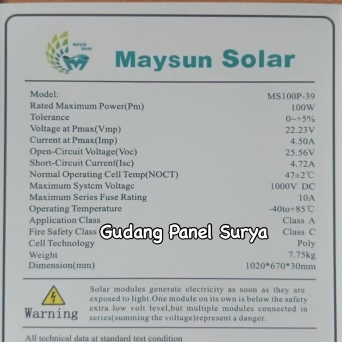 Laris Panel Surya 100Wp Poly Gh / 100Wp Poly Maysun
