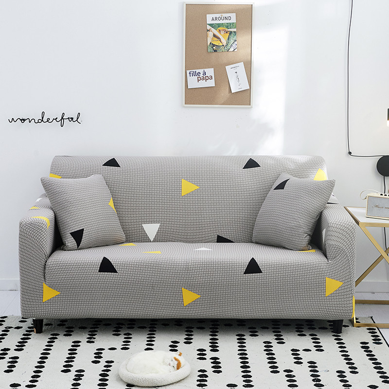 Penutup Sofa Ruang Tamu Garis Sederhana Geometris Penutup Sofa Sudut Elastis Penutup Kursi 1/2/3/4 K