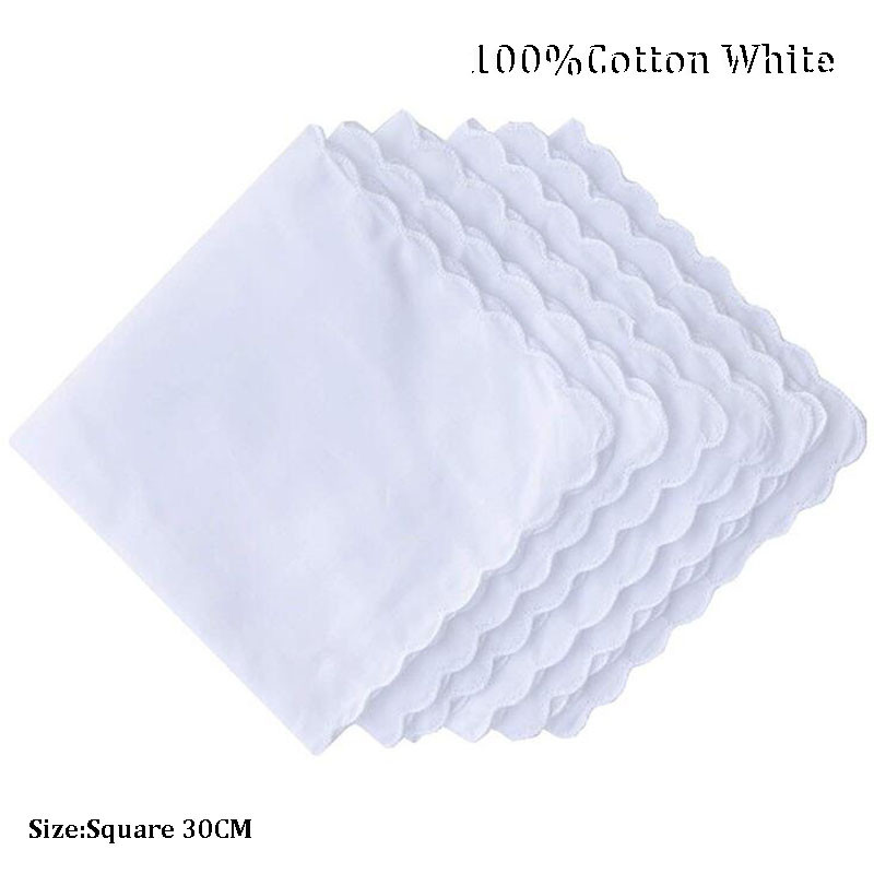 2 Buah Sapu Tangan Wanita Putih Katun 100% Populer Sapu Tangan Wanita Handuk Tangan Wajah Anak-anak 