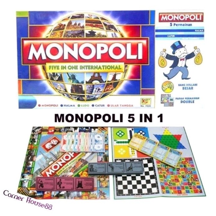 MAINAN MONOPOLI INTERNATIONAL 5 in 1 MAINAN MONOPOLI INTERNASIONAL 5 in 1 MONOPOLI 5 PERMAINAN