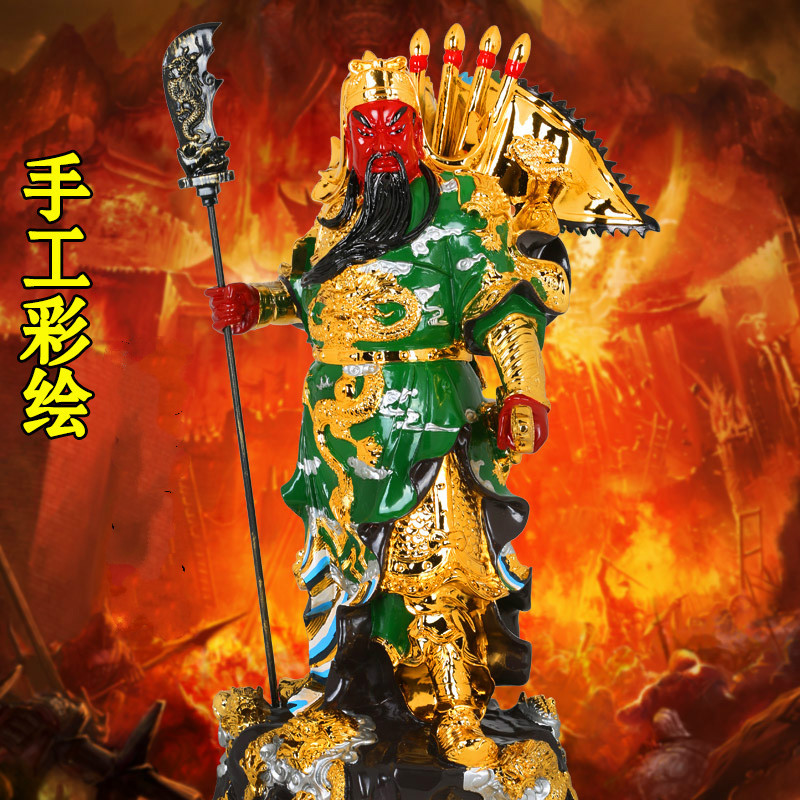 Patung Guan Gong yang dilukis, ornamen, Guan Yu, Patung, Patung Buddha setinggi sekitar 32cm