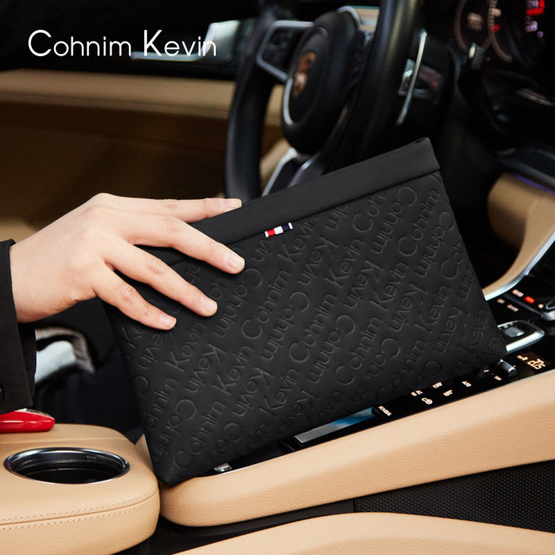 Tas Genggam Pria Tas Tangan Merek Desainer Tas Kulit Mewah Tas Amplop Kapasitas Besar Hitam Klasik 2