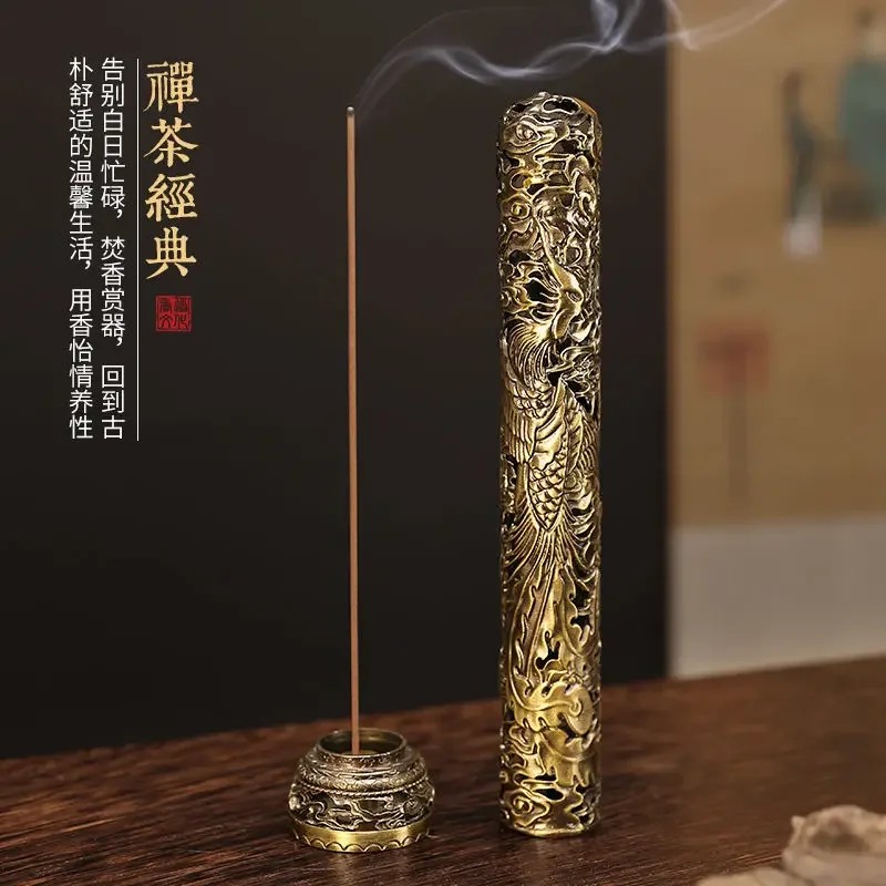 Tempat Tongkat Kerucut Dupa Pembakar Dupa Vertikal Pola Naga Gaya Kuno