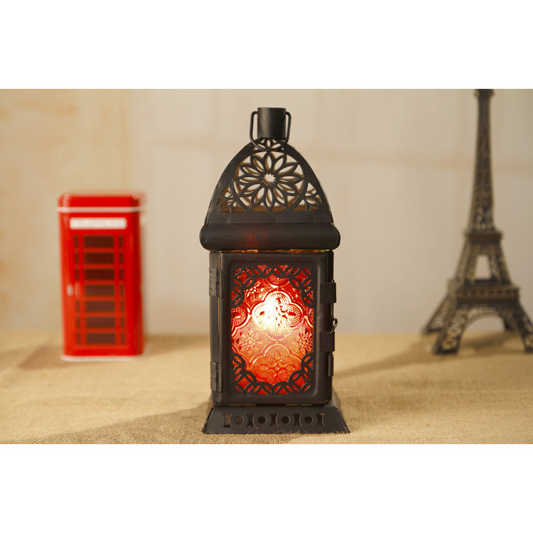 Gratis Ongkos Kirim Hitam dengan Warna Lentera Kaca Mode Baru Perasaan Romantis Tempat Lilin Logam D