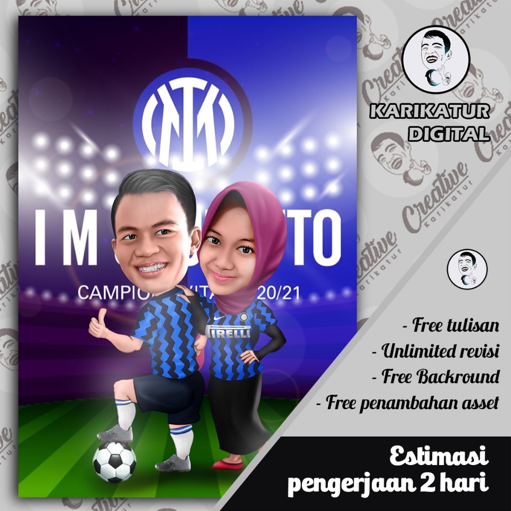 [SOFTFILE KARIKATUR] Karikatur Konsep Bola untuk memberikan kesan perhatian terhadap hobi pasangan,