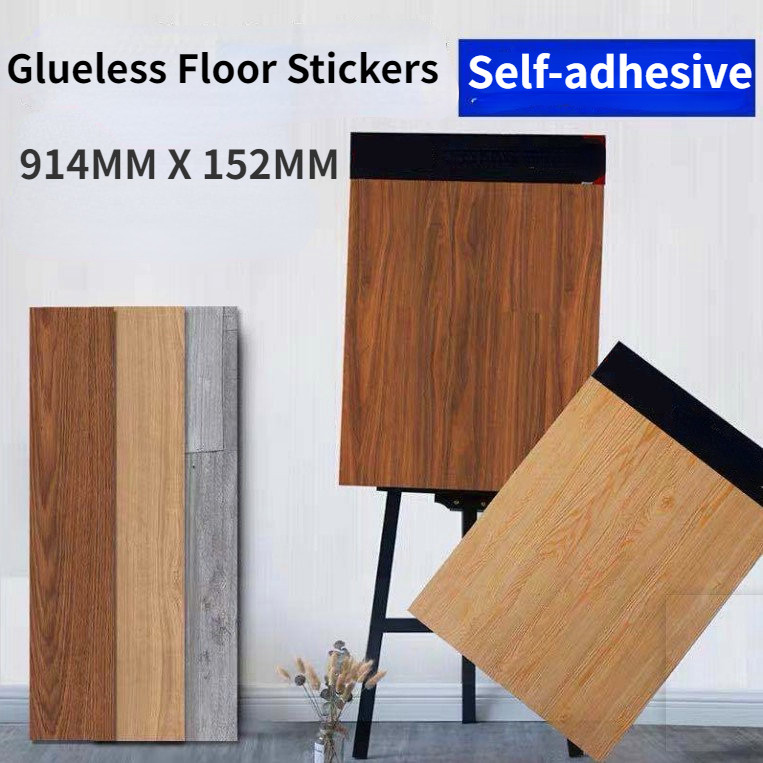 Stiker Lantai PVC Imitasi Serat Kayu Perekat Lantai Rumah Tangga Ruang Tamu Renovasi Lantai Stiker L