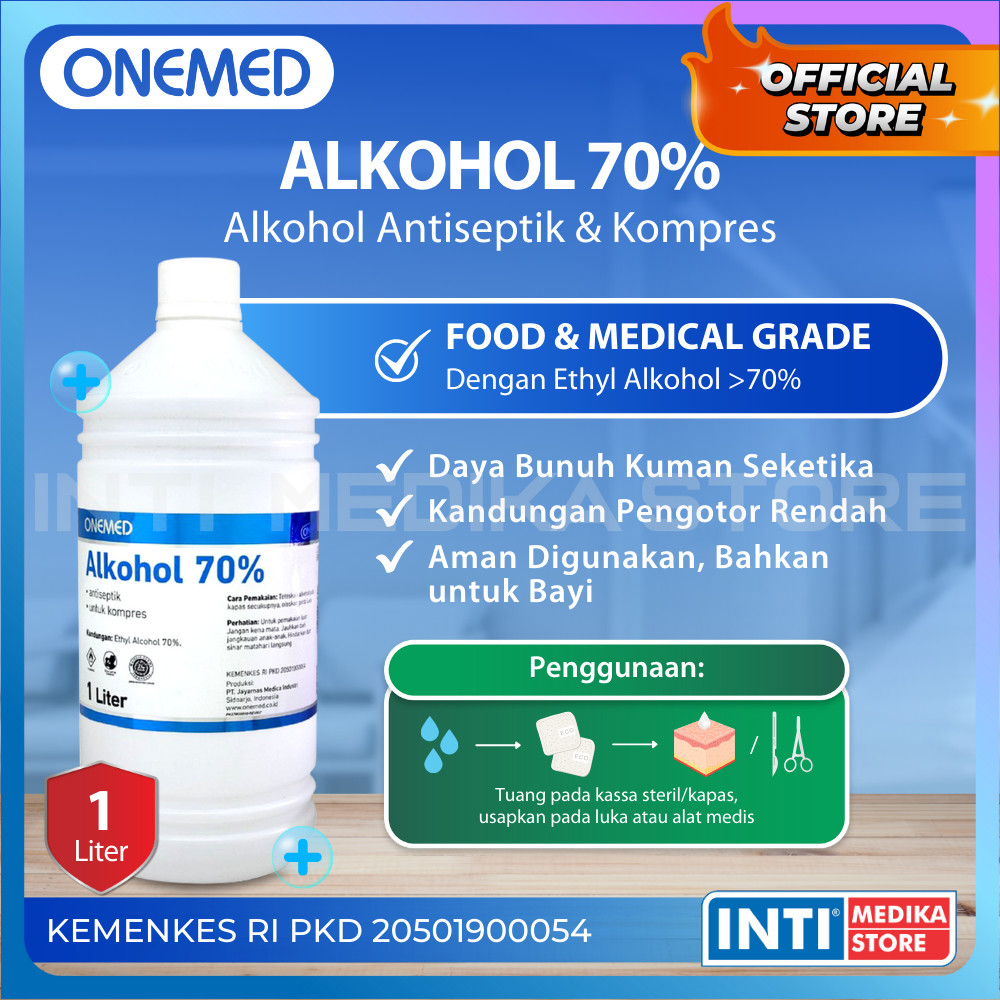 ONEMED - Alkohol 70% 1 liter Alkohol Antiseptik