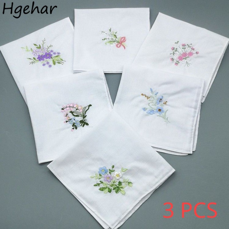 Handuk Sapu Tangan Bordir Bunga Handuk Tangan Persegi Elegan Wanita Toallas De Pañuelo Lembut Ramah 
