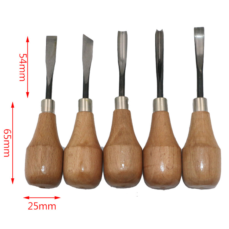 5 Buah Set Alat Pahat Tangan Ukiran Kayu Manual Profesional Pahat Ukir Kayu Tukang Kayu Set Alat Tan