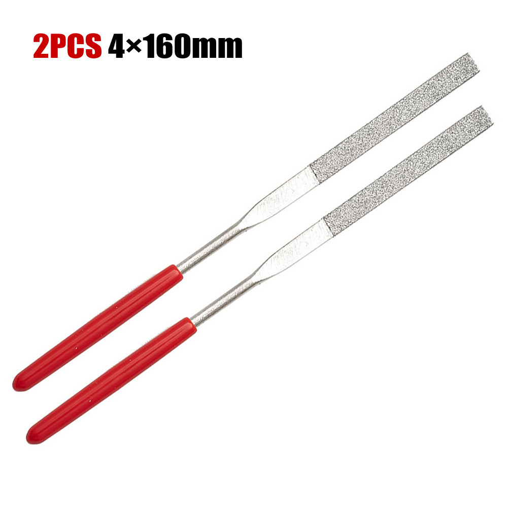 2 Buah 160Mm Kikir Jarum Berlian Kikir Datar untuk Perhiasan Logam Batu Kaca Pemoles Kayu Ukiran Ker