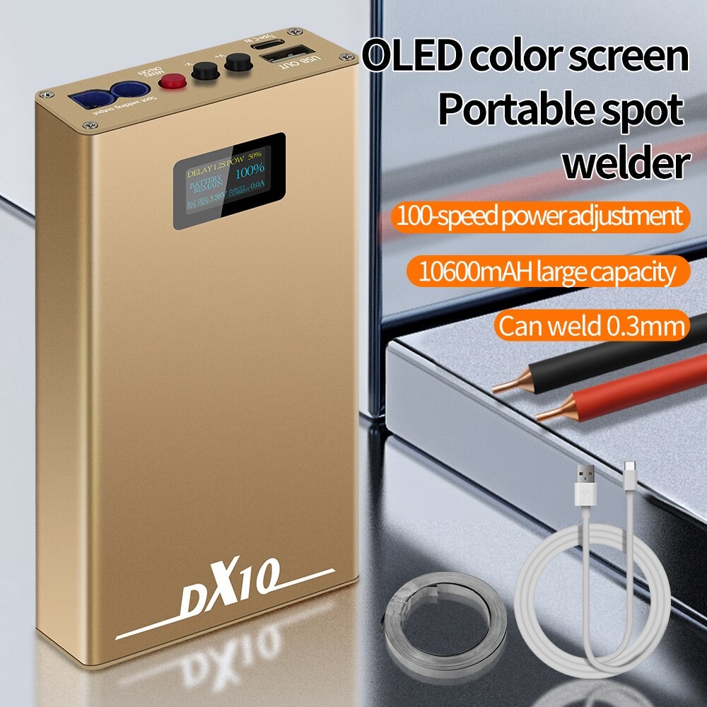 DX10 Alat Las Titik Portabel OLED Mesin Las Titik Baterai Dapat Disesuaikan Alat Las 0.12/0.15Mm l u