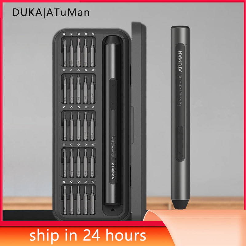 Obeng Elektrik Presisi Izin DUKA ATuMan Bit Baja Set Obeng Mini Tanpa Kabel Isi Ulang Peralatan List