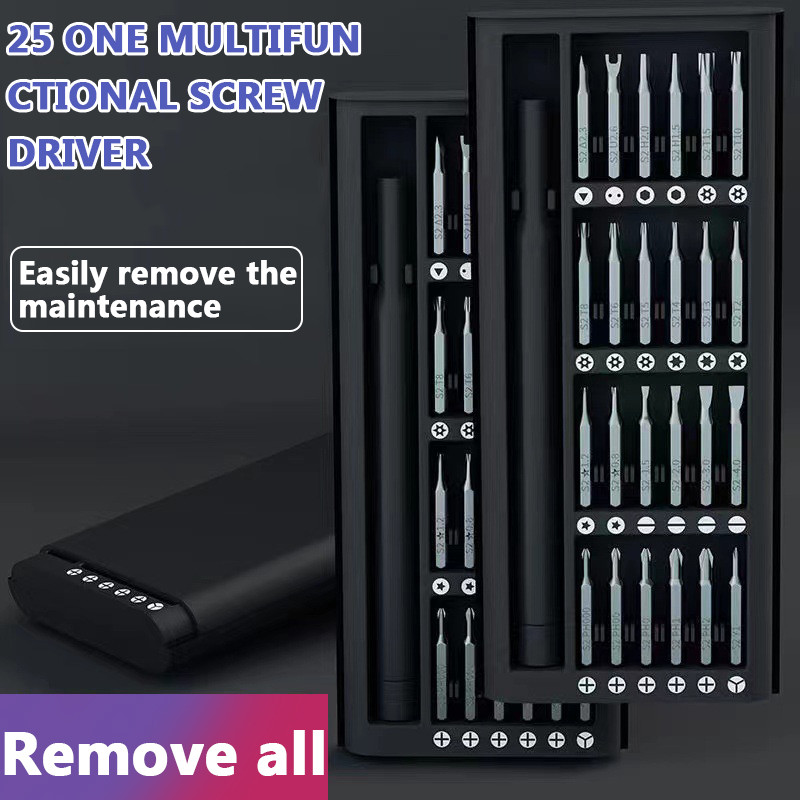 Set Obeng Magnetik 25 In 1 Obeng Listrik Presisi Perbaikan Komputer Ponsel Peralatan Kecil Paduan Al