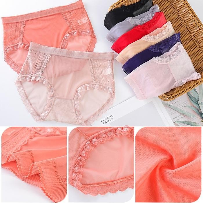 PREMIUM SFL CD HIGH WAIST MESH JARING LACE WANITA SEMI TRANSPARAN SEAMLESS TRANSPARENT PEREMPUAN