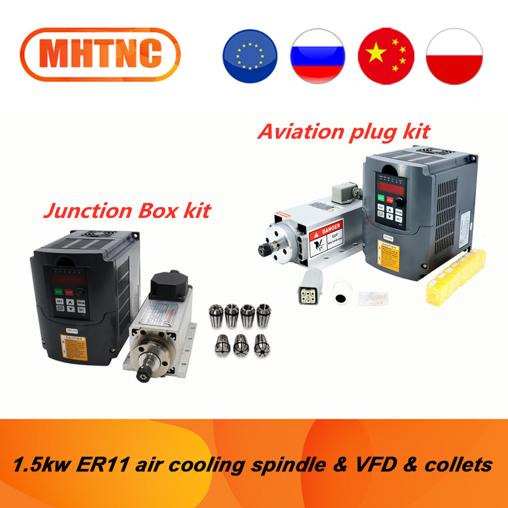 Spindel Alat Mesin CNC Gudang UE 1500W 1,5kw 24000RPM ER11 Motor Pendingin Udara & Huanyang VFD & & 