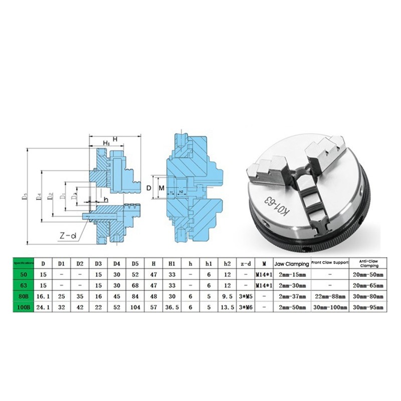 Lathe Chuck K01 50 Self-Centering Mini Lathe Chuck 3 Jaw Wood Lathe Tool