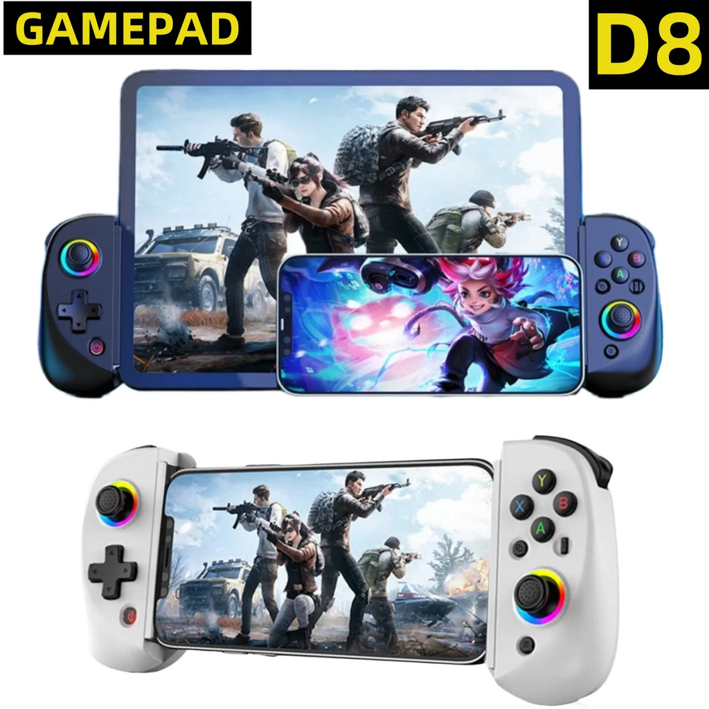 Terlaris D8 Telescopic Gamepad Controller Joystick Turbo 6-axis Gyro Vibration Wireles Bluetooth 5.