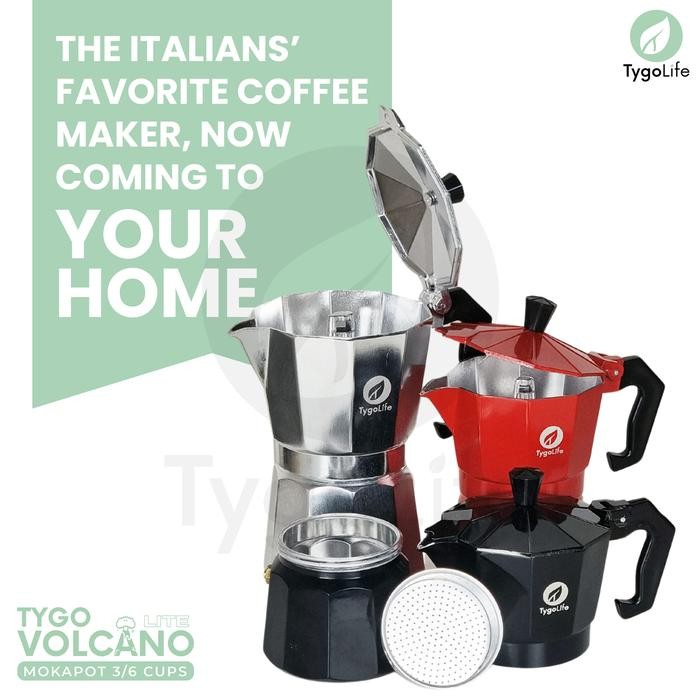 

Terlaris Tygo Volcano Lite Moka Pot 3 / 6 Cups Coffee Espresso Maker 150Ml 300Ml Aluminium
