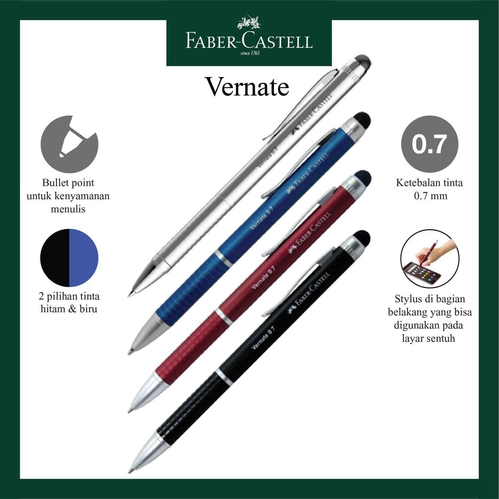 

Pulpen Stylus Faber Castell / Pen Vernate Smartphone Ballpoint / Ukuran 0.7 MM