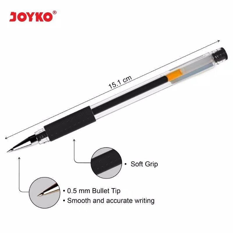 

(1 Pak isi 12pc) Joyko Pulpen Gel/Pena Type JK-100 Black 0.5 mm/pen Joyko