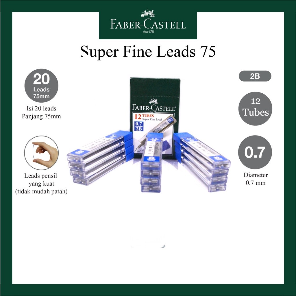 

Refill Isi Pensil Mekanik Faber Castell 2B Lead 0.7 MM Per Box