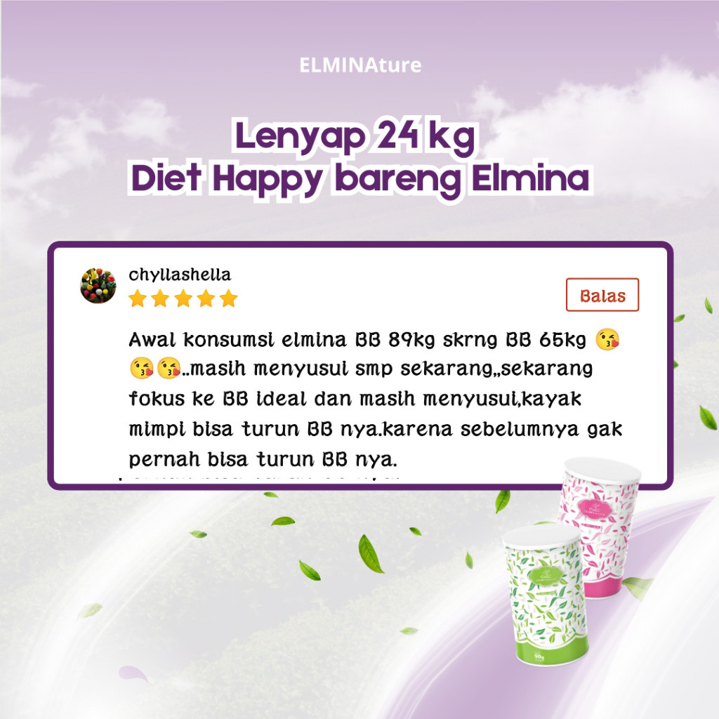 Elmina Slimming Tea Teh Hijau Ekstrak Sakura Teh Diet Herbal Pelangsing & Detoks Tubuh