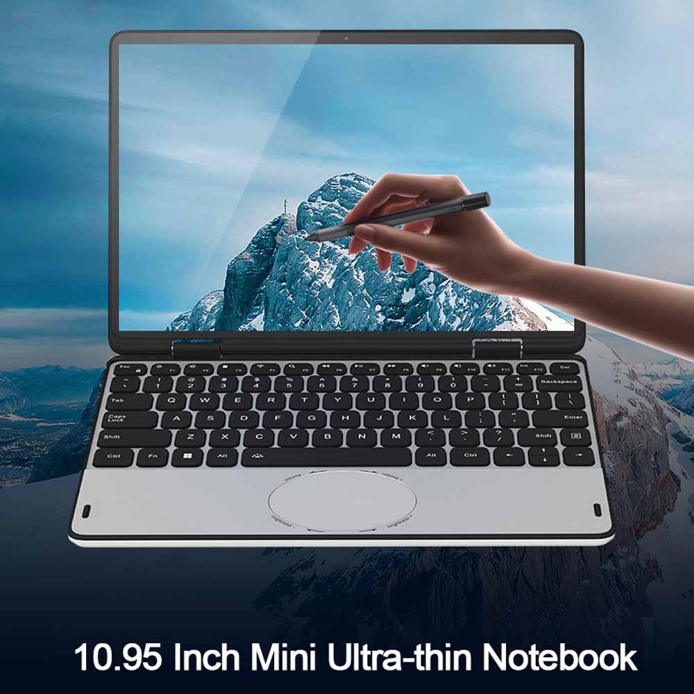 CRELANDER Mini Laptop 10.95 "Touch Screen Intel N100 CPU Windows 11 512GB M2 SSD 2 IN 1 Notebook Poc