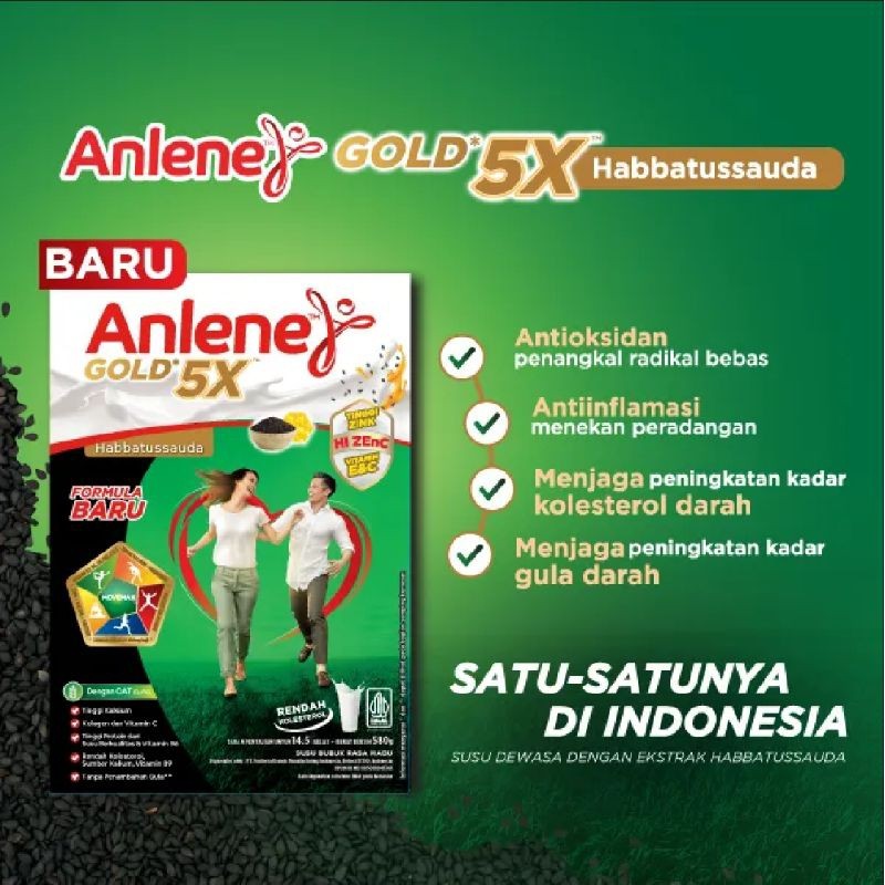 

Anlene Gold 5X Habbatussauda 580gr Susu Bubuk Dewasa + Madu. Tinggi Kalsium & Zink untuk kesehatan