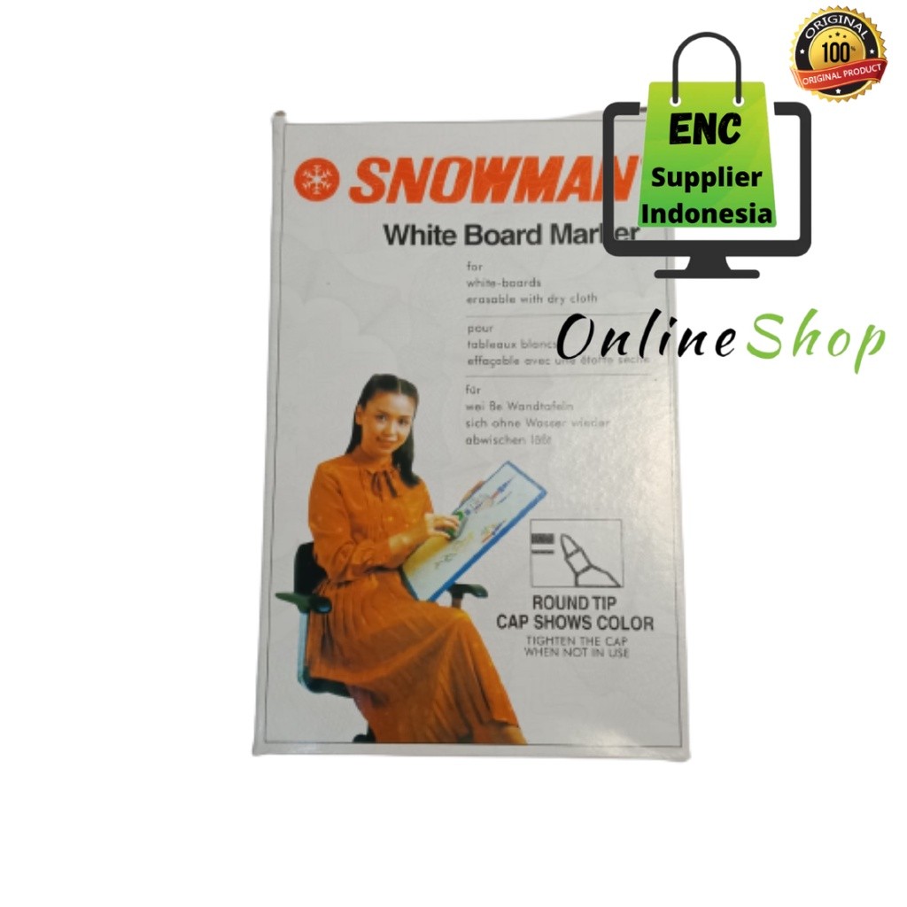 

snowman 6 buah Spidol whiteboard marker snowman bg12 whiteboard papan tulis bg12 per 6 pcs - enc.sup